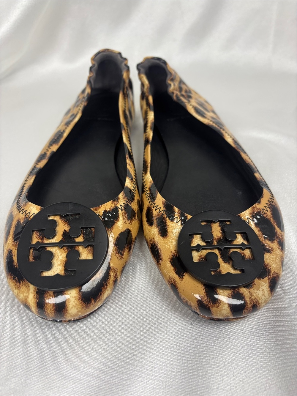 Tory Burch Leopard-Print Reva Flats in Black & Tan